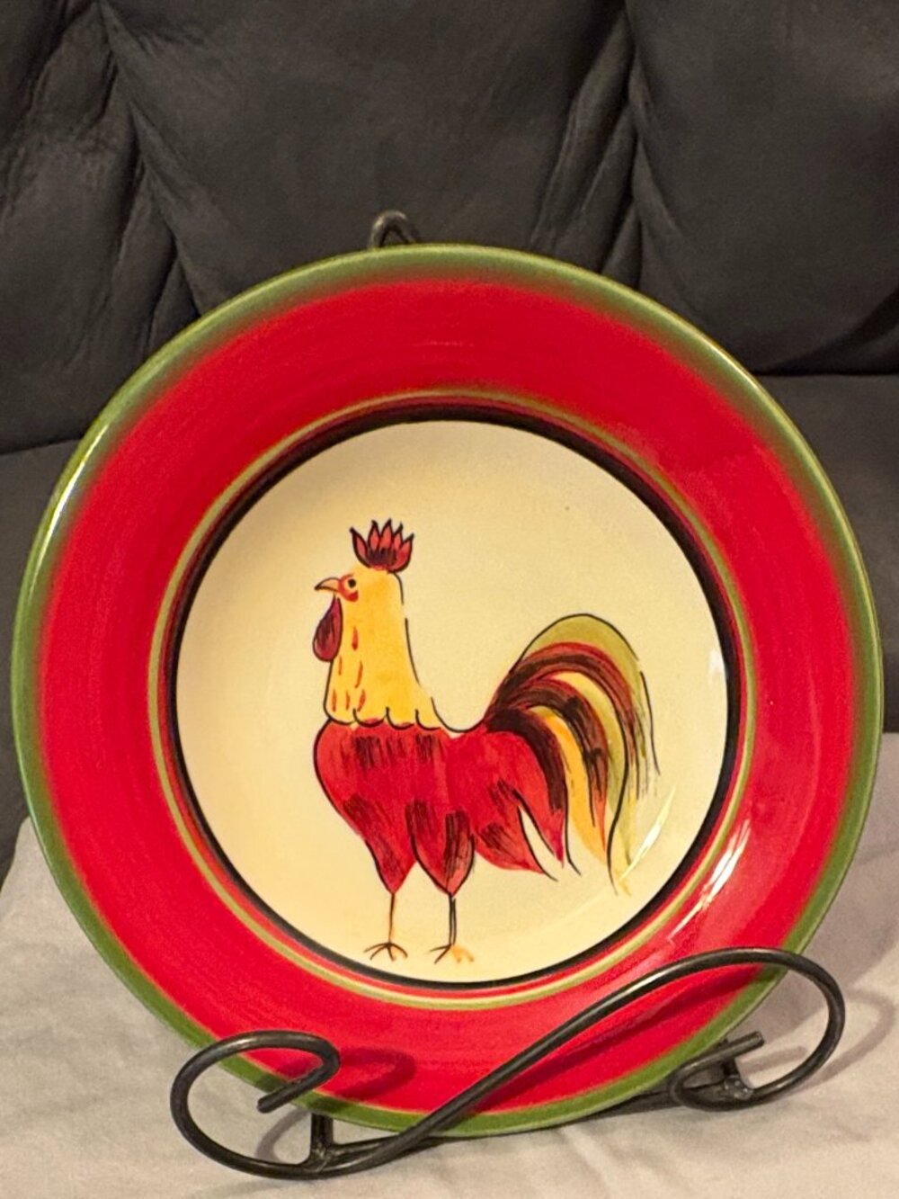 VTG 1980's StonewareROOSTER Salad Plate-Tabletops Gallery-Hand Painted-8.5"D-EUC